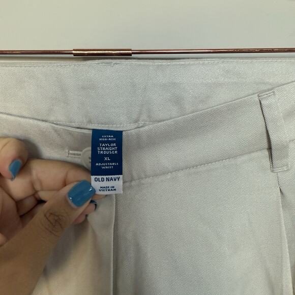 Old Navy Women Pants XL Khaki High Rise Taylor Straight Trousers Minimalist NEW - Picture 5 of 9